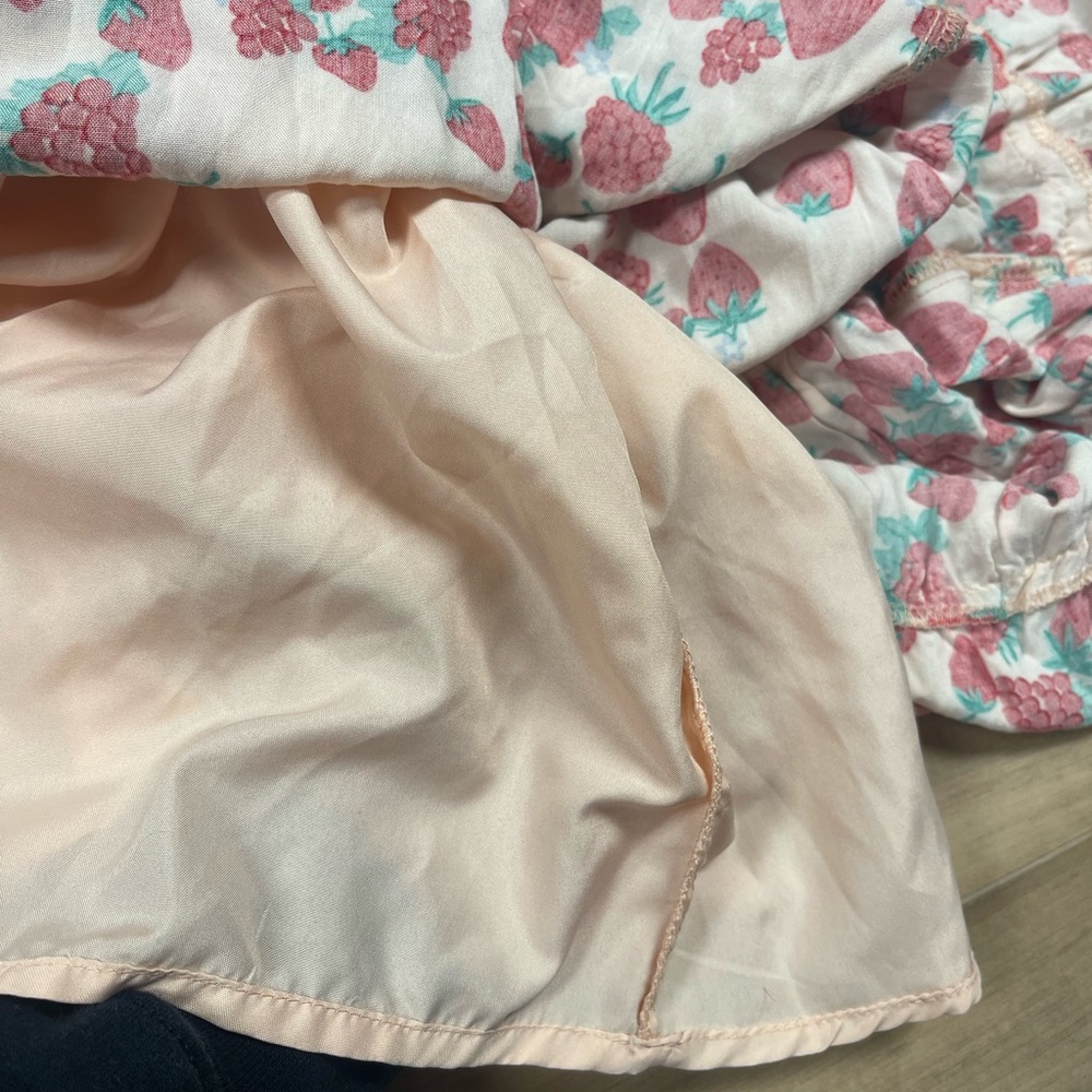 Betsey Johnson Strawberry Dress Med Smocked Prairie Country Cottagecore Granny - Picture 12 of 12
